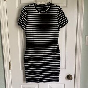 SHEIN Black and White Striped Mini Dress